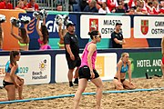 Deutsch: Beachhandball Europameisterschaften 2019 (Beach handball Euro); Tag 5: 6. Juli 2019 – Frauen, Halbfinale, Kroatien-Dänemark 1:2 (12:19, 17:10, 4:7) English: Beach handball Euro; Day 5: 6 July 2019 – Semifinal Men – Croatia-Denmark 1:2 (12:19, 17:10, 4:7)