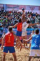 Deutsch: Beachhandball bei den Olympischen Jugendspielen 2018 in Buenos Aires; Tag 7, 13. Oktober 2018; Jungen, Halbfinale – Spanien-Kroatien 2:1 English: Beach handball at the 2018 Summer Youth Olympics in Buenos Aires at 13 October 2018 – Boys Semifinal – Spain-Croatia 2:1 Español: Handball de playa en los Juegos Olimpicos de la Juventud Buenos Aires 2018 en 13 de octubre de 2018 – Semifinales de chicos - España-Croacia 2:1