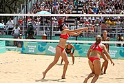 Deutsch: Beachvolleyball bei den Olympischen Jugendspielen 2018; Tag 11, 17. Oktober 2018; Mädchen, Finale – Italien (Claudia Scampoli & Nicol Bertozzi)- Russland (Maria Woronina & Maria Botscharow) 0:2 (19–21/19–21) English: Beach volleyball at the 2018 Summer Youth Olympics at 17 October 2018 – Girls Final – Italy (Claudia Scampoli & Nicol Bertozzi) - Russia (Maria Voronina & Maria Bocharova) 0:2 (19–21/19–21)