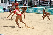 Deutsch: Beachvolleyball bei den Olympischen Jugendspielen 2018; Tag 11, 17. Oktober 2018; Mädchen, Finale – Italien (Claudia Scampoli & Nicol Bertozzi)- Russland (Maria Woronina & Maria Botscharow) 0:2 (19–21/19–21) English: Beach volleyball at the 2018 Summer Youth Olympics at 17 October 2018 – Girls Final – Italy (Claudia Scampoli & Nicol Bertozzi) - Russia (Maria Voronina & Maria Bocharova) 0:2 (19–21/19–21)