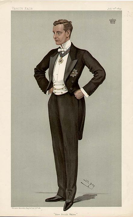 A caricature in Vanity Fair from 1899, showing a British peer wearing white tie
