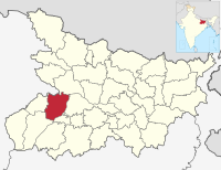 मानचित्र जिसमें भोजपुर ज़िला Bhojpur district हाइलाइटेड है