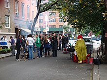 A block party on Jane Street west of Eighth Avenue in Manhattan in October 2008. Block party (Manhattan, October 4 2008).jpg