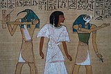In Duat Horus conducts Hunefer to a shrine in which Osiris sits enthroned