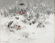 Winter landscape with bullfinches, 1891