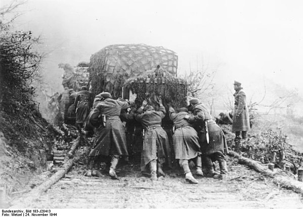 In war, corduroy roads are often used as an emergency measure where poor quality roads have been damaged by the large numbers of vehicles or troops th