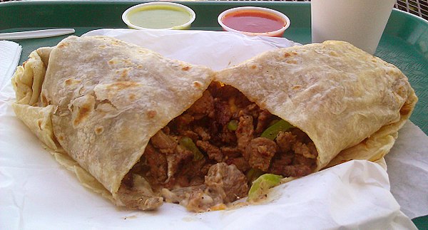 Contents of a carne asada burrito