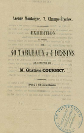 Couverture du catalogue réalisé par Courbet pour son exposition en 1855 (Archives de la ville de Besançon)[60].