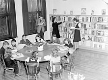A children's library in Montreal, Quebec, Canada in 1943 Children. Children's Library in N.D.G BAnQ Vieux-Montreal P48S1P08742.jpg