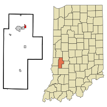 Clay County Indiana Incorporated ve Unincorporated alanlar Harmony Highlighted.svg