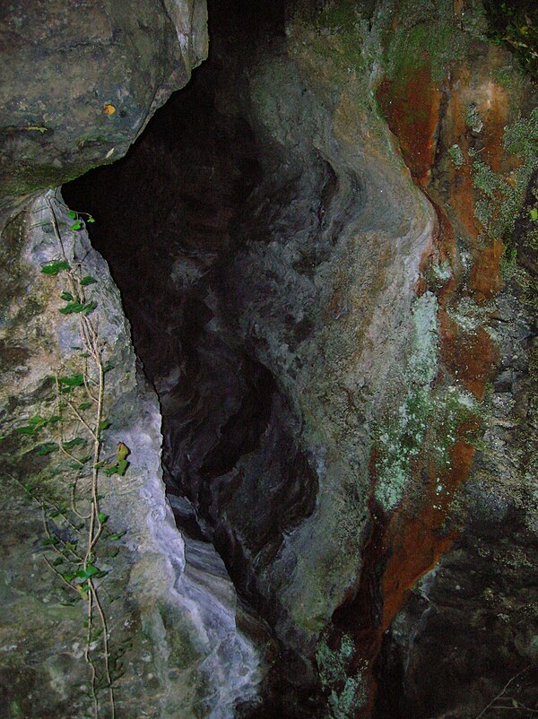 One of the entrances to the Cleeves Cove cave system in Scotland, known as the Elfhame