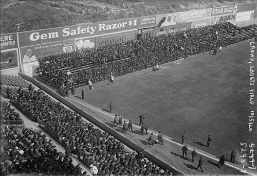 Ebbets left field corner in the 1920 World Series, with temporary bleachers