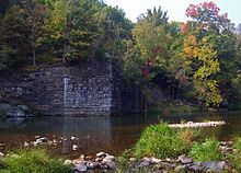 Aqueduct abutment on Neversink near Cuddebackville D&H Canal Neversink Aqueduct abutment.jpg