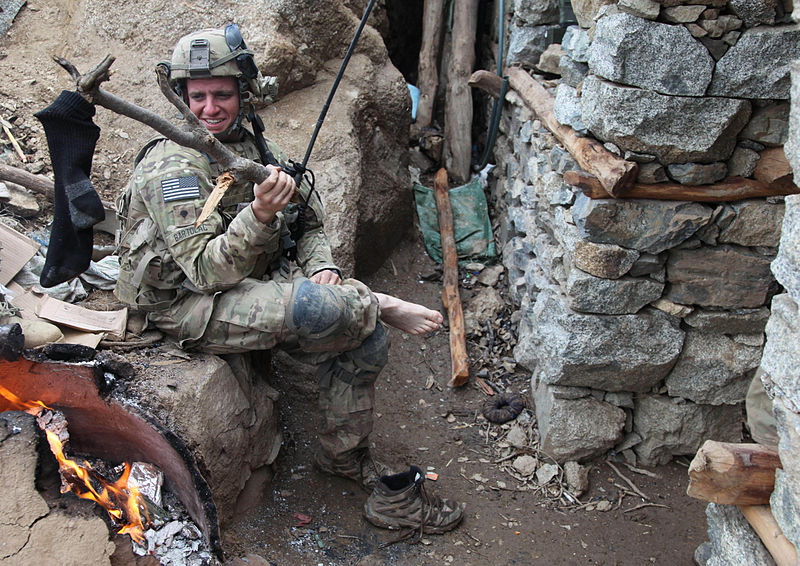 File:Defense.gov News Photo 110329-A-TH742-013 - A U.S. Army soldier from 101st Airborne Division dries his socks after days of combat operations in the valley of Barawala Kalet in Kunar province.jpg