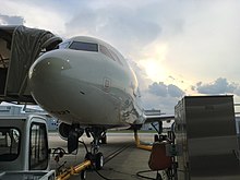 Delta Air Lines A321 at the Mobile delivery facility Delta A321 at Airbus Mobile.jpg