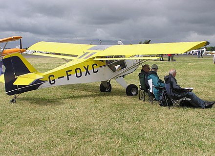 An airfoil section is displayed at the tip of this Denney Kitfox aircraft, built in 1991.