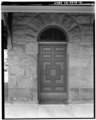 Detail, northeast facade, original door from platform to waiting room, now