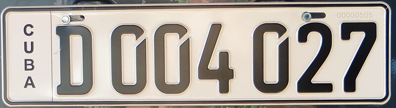 File:Diplomatic license plate of Cuba, 2013, D 004 027.jpg