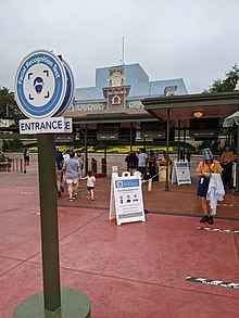 Disney's Magic Kingdom, near Orlando, Florida, during a trial of a facial recognition technology for park entry Disney Facial Recognition 20 April 2021.jpg