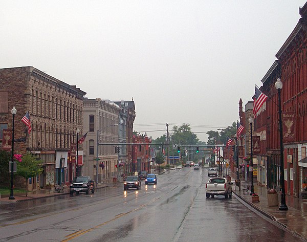 Looking north along Main Street in downtown Albion