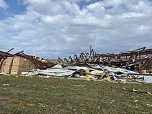 EF3 damage to the Precision Materials manufacturing facility near Ohatchee, Alabama. EF3 damage near Ohatchee, Alabama.jpg