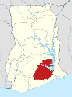 東部大區位於迦納的位置