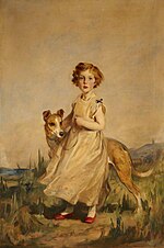 Miniatuur voor Bestand:Edmond Brock (1882–1952) - Lady Mairi Stewart (1921–2009), Later Lady Mairi Bury, as a Little Girl, with a Greyhound - 1220976 - National Trust.jpg