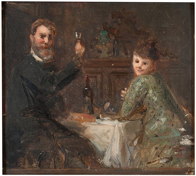 File:Edvard Perséus - Självporträtt med hustrun Maria Agnes Claesson (1843-efter 1903), interiör från hemmet i Paris, skiss - NMGrh 4897 - Nationalmuseum.jpg