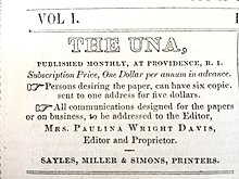 Excerpt from The Una, women's rights publication in Rhode Island. Excerpt from The Una, women's rights publication in Rhode Island.jpg