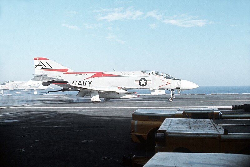 File:F-4J Phantom II of VF-74 lands on USS America (CVA-66), circa in 1972.jpg