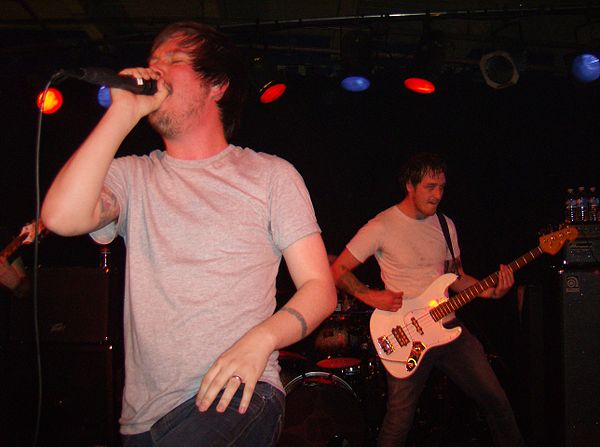 Funeral for a Friend performing in Detroit in 2009. Pictured are Matthew Davies-Kreye and Gavin Burrough.