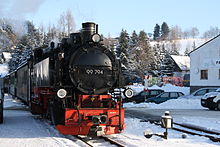 Fichtelbergbahn im Bahnhof Neudorf