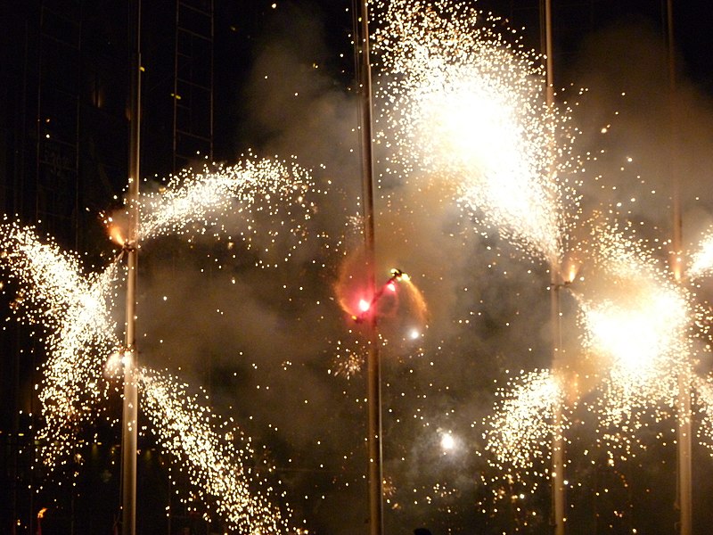 File:Fireworks in Miraflores - Lima, Peru pre-Independence Day festivities with red and white banners (4869712733).jpg