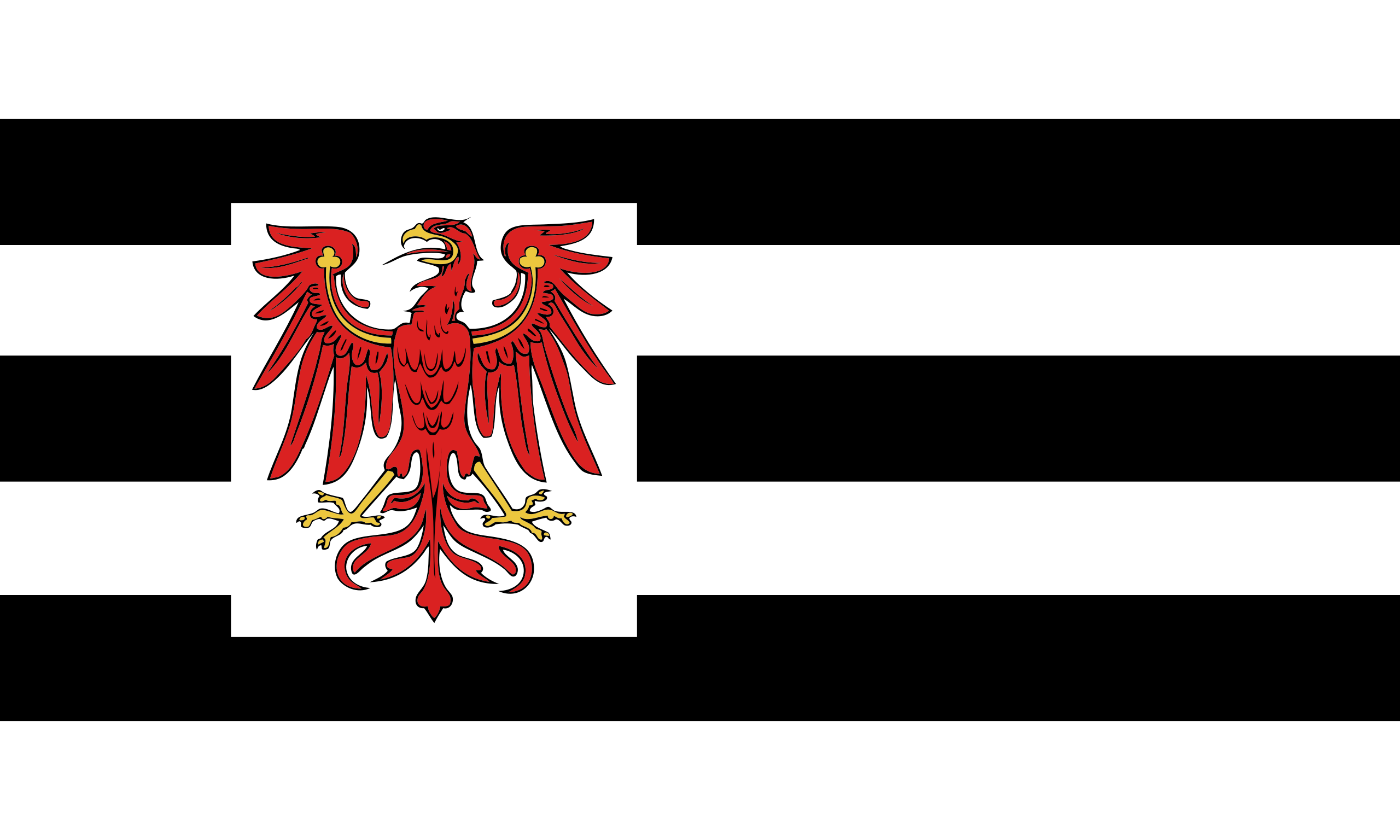 Flag of German State Brandenburg Waving on an Isolated White