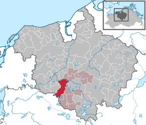 Poziția Gülzow-Prüzen pe harta districtului Rostock
