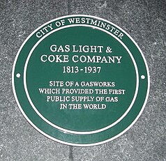 Commemorative plaque in Great Peter Street Gas Light & Coke Company.jpg