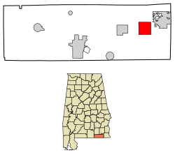 Расположение Slocomb в округе Женева, штат Алабама