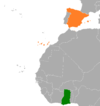 Location map for Ghana and Spain.