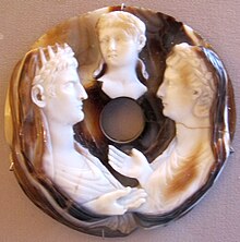 Cameo (1st century) depicting Augustus, Livia, and Nero as a child Glittica romana, augusto, livia e nerone, sardonice, I sec dc..JPG