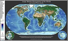 Global map of large marine ecosystems. Oceanographers and biologists have identified 66 LMEs worldwide. Global map of large marine ecosystems.jpg