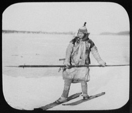 Asian Nanai hunter on asymmetrical skis, 1895