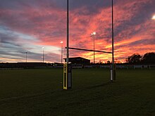 View of the 1st XV pitch from the clubhouse. December 2017 Greensfield.jpg