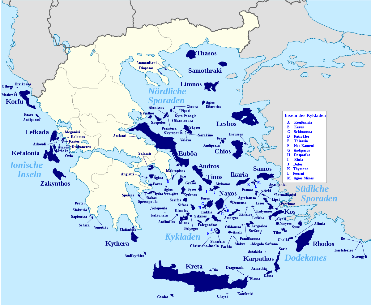 griechenland und inseln karte Liste Griechischer Inseln Wikipedia griechenland und inseln karte