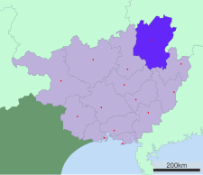 Location of Guilin City jurisdiction in Guangxi