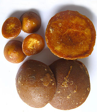 <span class="mw-page-title-main">Coconut sugar</span> Palm sugar produced from the sap of the flower bud stem of the coconut palm