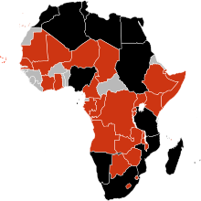2009 flu pandemic
in Africa:
Confirmed deaths
Confirmed cases
Suspect cases
No reported cases H1N1 Africa Map.svg