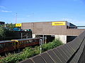 The east side of the station building, with a Metrocar approaching Platform 2 14 July 2006