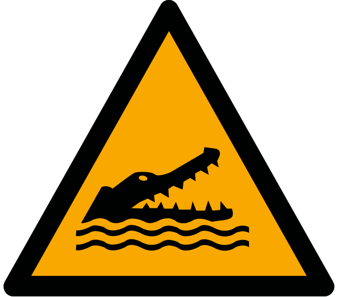 File:ISO 7010 W067 warning; alligators, caymans and crocodiles.svg