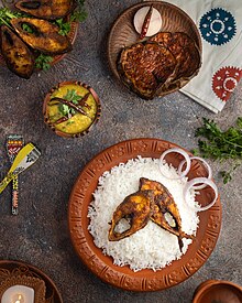 Machh-Bhat (Rice and fish), national dish of Bangladesh Ilish Bhaat.jpg