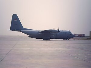 Iraqi Air Force C-130 on the flightline at Al Basrah International Airport April 1 2005.jpg